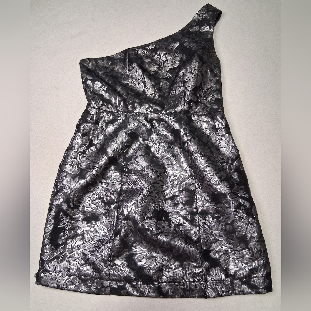 Kismet Elegant One-Shoulder Dress in Black and Silver